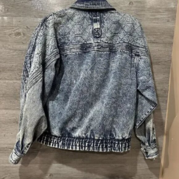 Vintage Urban Equipment Retro Acid Washed Blue Denim Jacket Mens Large / XL - Picture 14 of 16